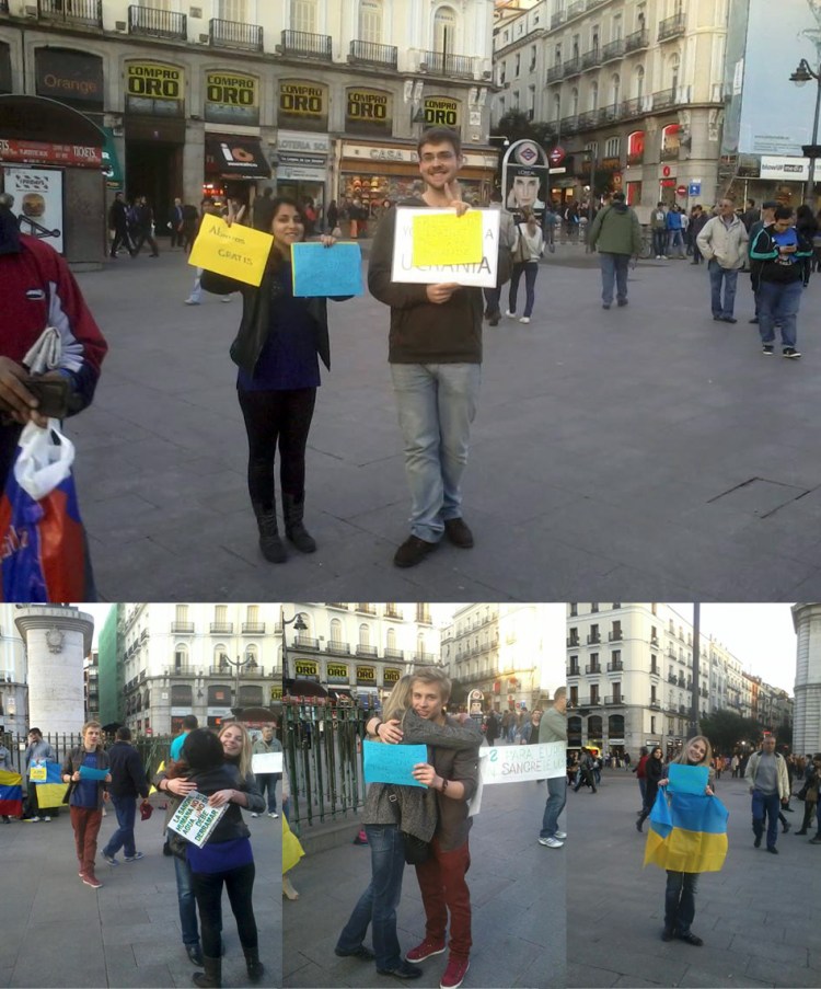 abrazos por la paz en Ucrania