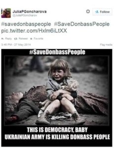 Ilustración falsa utilizada para ilustrar hechos en Donetsk por periodistas rusos.