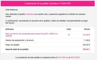 Captura pedido sacos